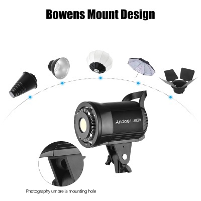 Flash de estúdio fotográfico Andoer UNITOW com acessórios para montagem Bowens