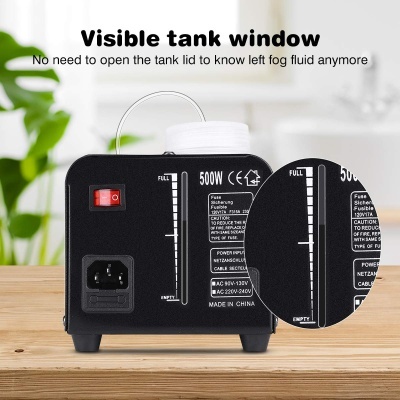 Máquina preta com janela visível de depósito de líquido e marcações de nível