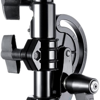 Suporte de estúdio fotográfico preto com manípulos e alavanca LIFT