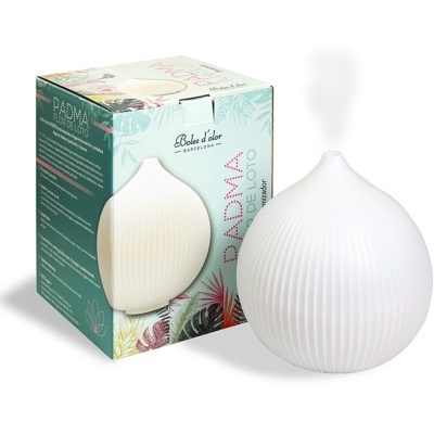 Difusor de palitos PADMA WAVELO branco texturado com caixa com ilustrações