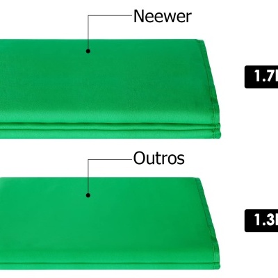 Comparação de tecidos verdes Neewer e Outros com pesos