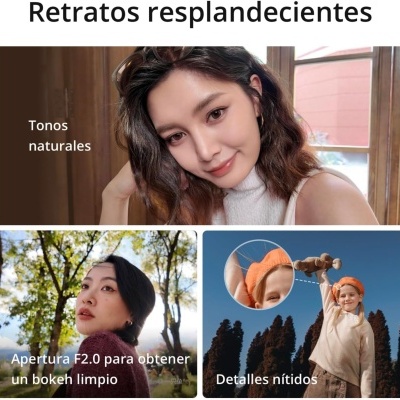 Montagem de três retratos femininos com texto em espanhol sobre fotos resplandecentes e detalhes nítidos.