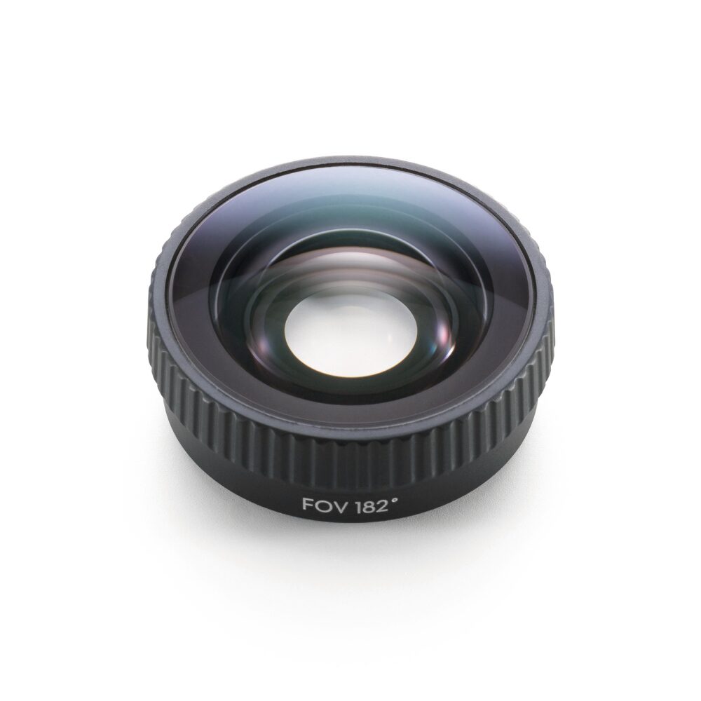 DJI Osmo Action 6 FOV Boost Lens Lente fotográfica preta com indicação FOV 182° sobre fundo branco
