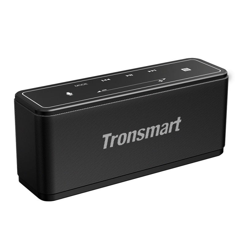 Coluna portátil preta Tronsmart com botões no topo