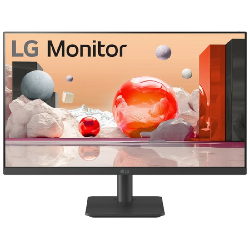 Monitor LG de ecrã plano com gráfico de esferas coloridas no ecrã