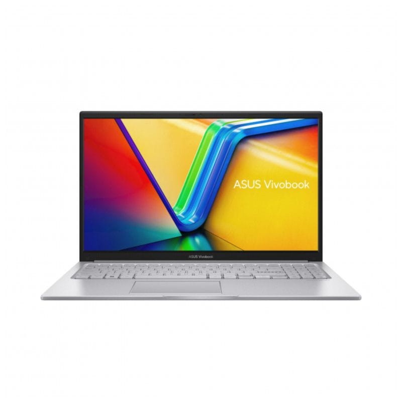 Computador portátil ASUS Vivobook prateado com ecrã colorido e teclado numérico