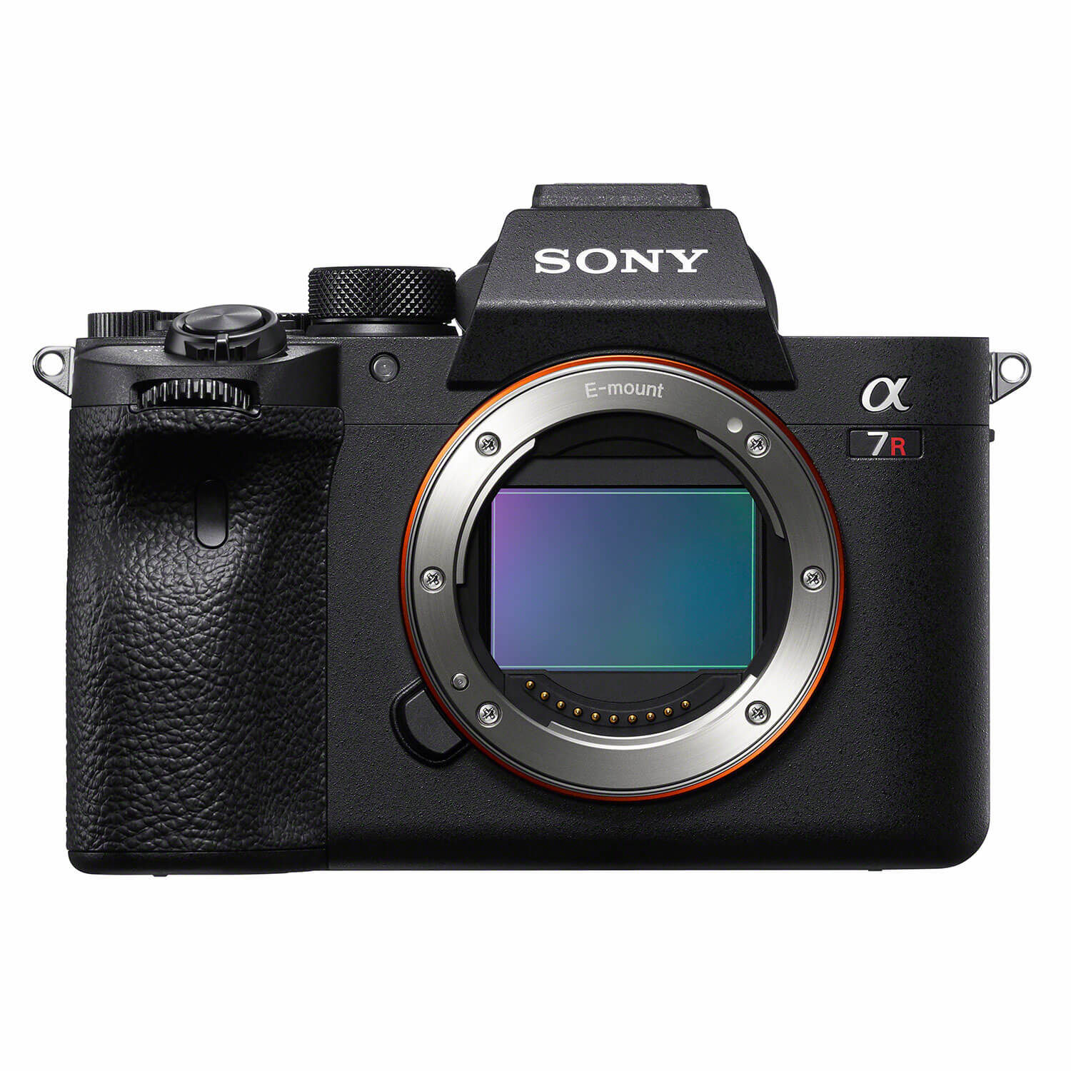 Sony Alpha A7R IV Corpo Câmera Sony Alpha 7R sem lente com sensor visível e corpo preto texturizado