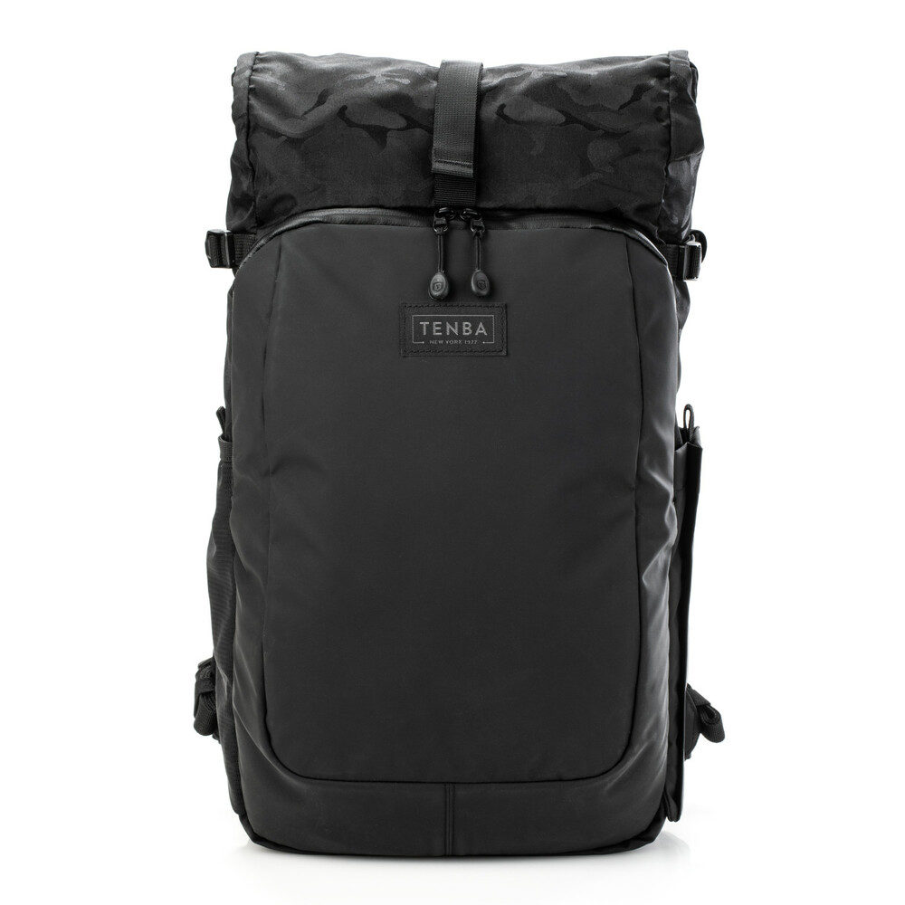 Tenba Fulton V2 16L All Weather Backpack Black Camo Mochila preta TENBA com compartimento superior camuflado