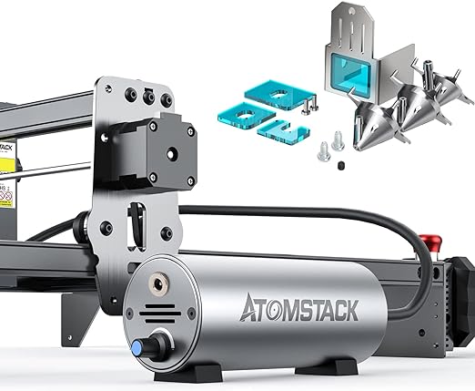 ATOMSTACK Air Assist-Set 30 l/min Impressora 3D AtomasTack cinzenta e preta com componentes adicionais