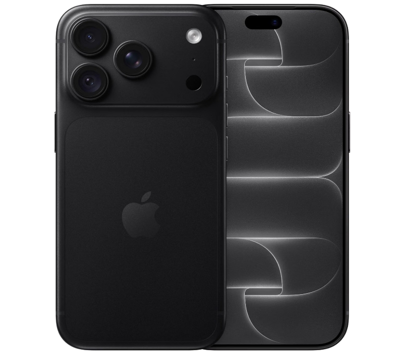 pple iPhone 18 Pro 1 TB - preto Smartphone preto da Apple com duas câmaras traseiras e ecrã frontal com padrão cinza.
