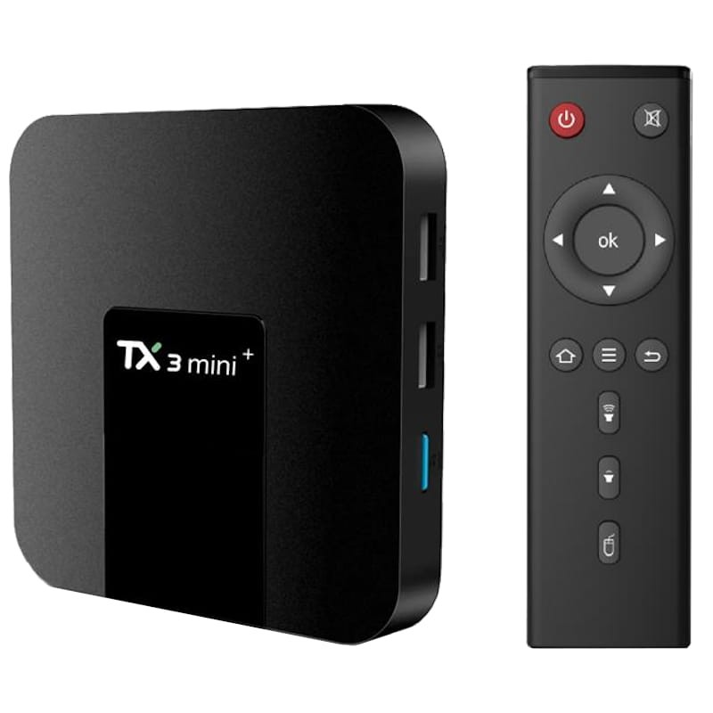 Caixa TX3 mini+ preta com comando remoto preto