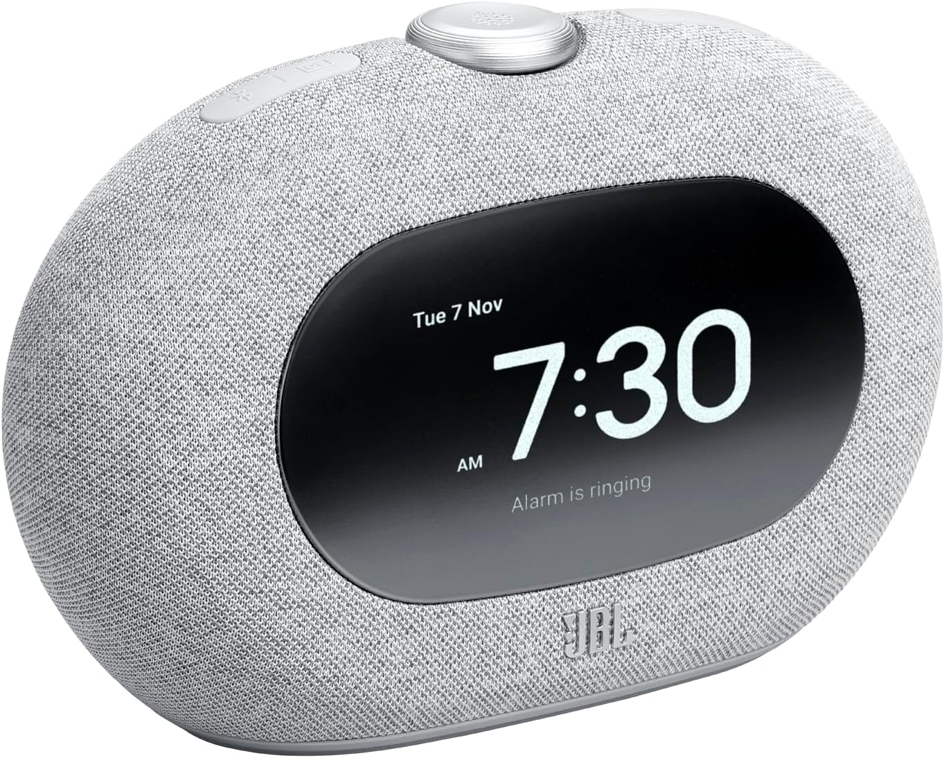 JBL Horizon 3 cinzento Relógio despertador digital cinza com ecrã preto a mostrar hora