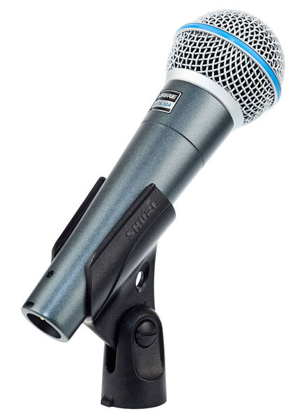 Shure Beta 58 A Microfone Shure cinzento com suporte preto
