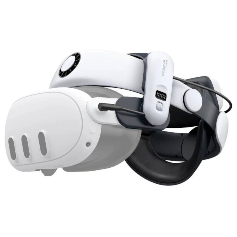 BOBOVR S3 PRO Auricular de massagem para olhos branco e preto com visor digital LED.