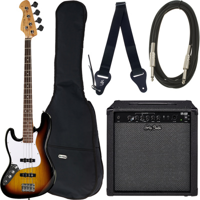 Harley Benton JB-20 SB LH Bundle Conjunto de guitarra elétrica com amplificador, estojo, correia e cabo