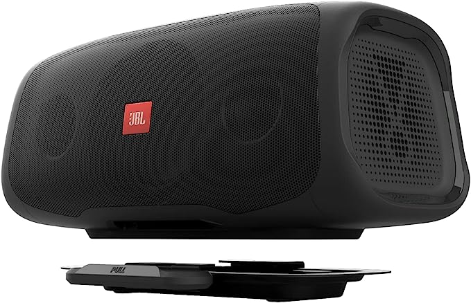 JBL BASSPRO Go Coluna preta JBL com grelha de malha fina e base preta