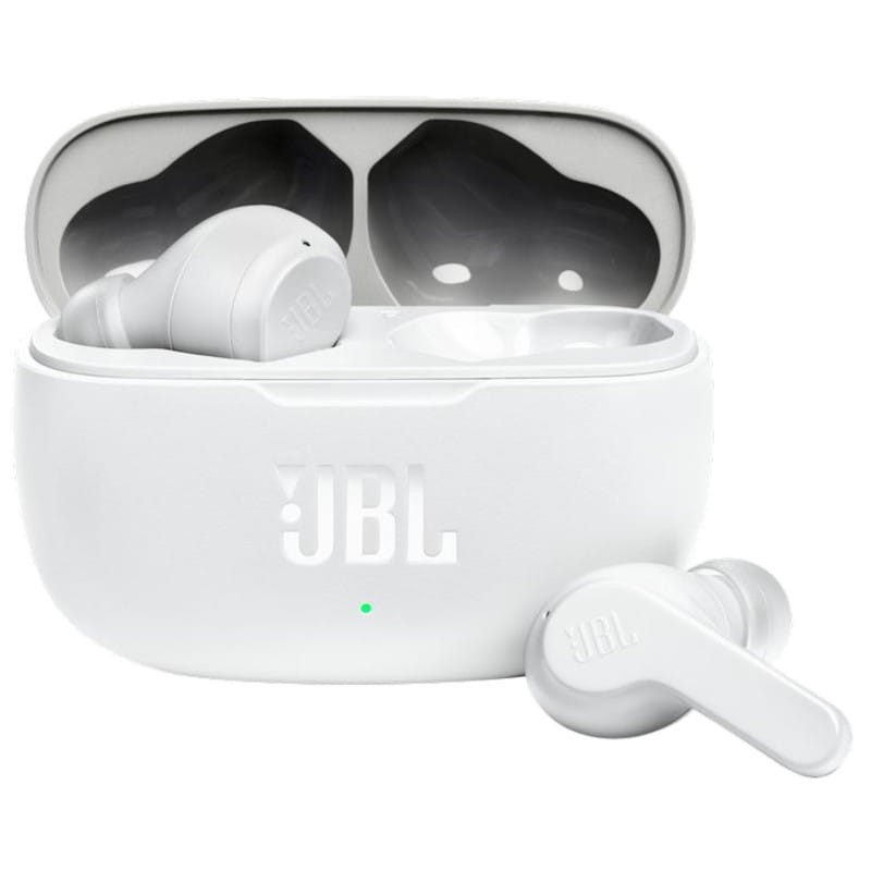 JBL Wave 200 TWS Branco Auriculares sem fios brancos JBL com estojo de carregamento branco aberto