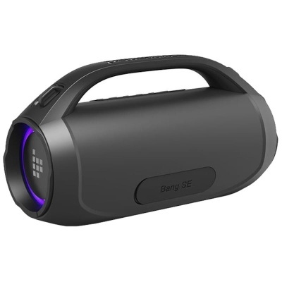 Coluna portátil preta Bang SE com pega e iluminação azul