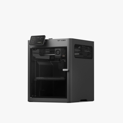 Impressora 3D preta Bambu Lab X2D com ecrã digital e estrutura metálica