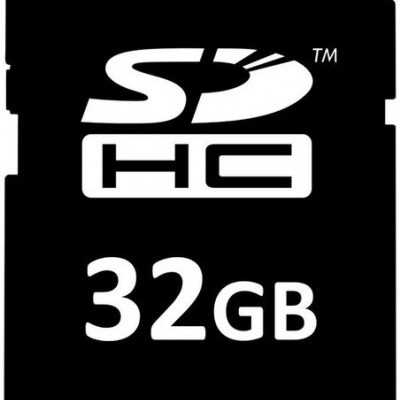 Cartão de memória SDHC preto 32GB com textos em branco