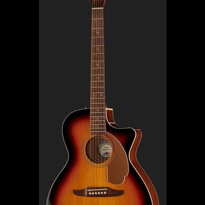 Guitarra acústica sunburst com corpo recortado e braço de madeira