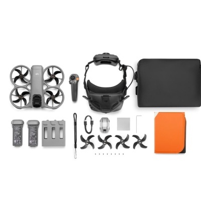 Conjunto de drone com acessórios, comando, óculos VR, baterias e estojo