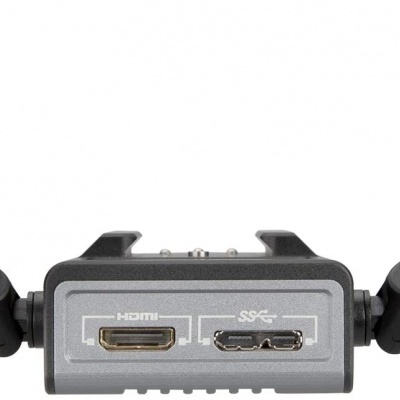 Dispositivo preto com antenas e portas HDMI e USB-C