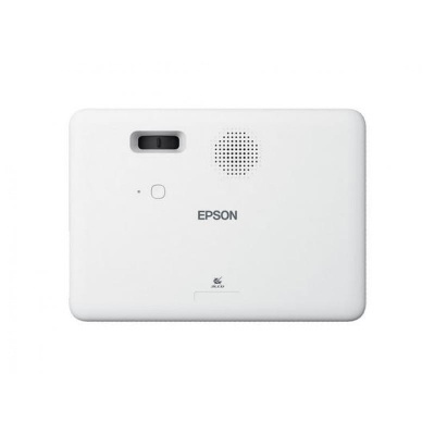 Projetor branco Epson com lente, altifalante e botões
