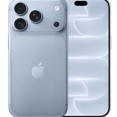 Smartphone Apple iPhone 14 Pro azul prateado com três câmaras traseiras e ecrã frontal