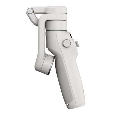 Gimbal portátil branco com punhos texturizados e estrutura dobrável