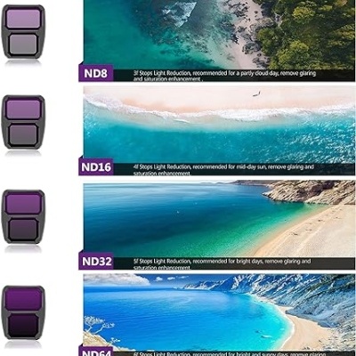 Filtros ND roxos de vários níveis com imagens de paisagens costeiras
