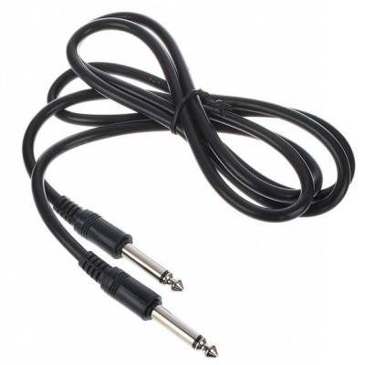 Cabo de áudio preto com duas pontas jack 6,35 mm