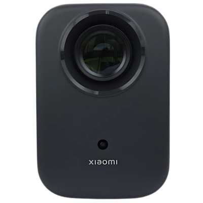 Projetor preto Xiaomi com lente circular e corpo retangular