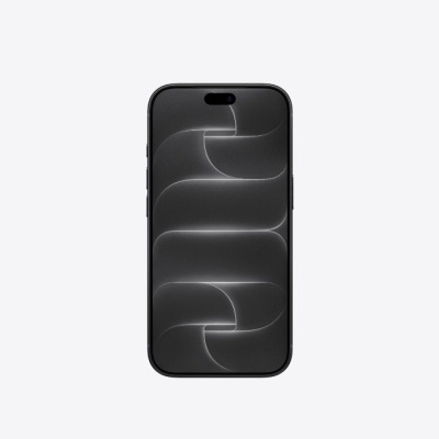 Smartphone com ecrã preto e padrão geométrico cinzento