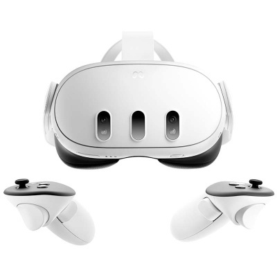 Óculos de realidade virtual brancos com controladores