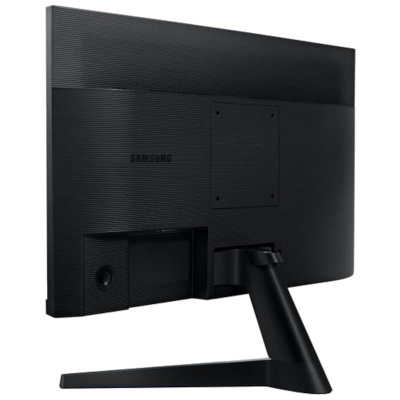Monitor Samsung preto visto de trás com suporte em V