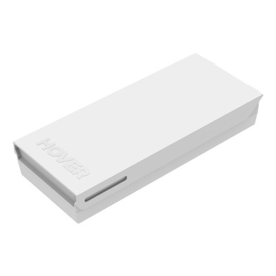 Embalagem branca retangular com texto HOYER em relevo