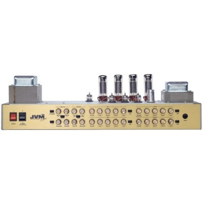 Amplificador áudio válvulas JVM bege com botões e tubos de vácuo