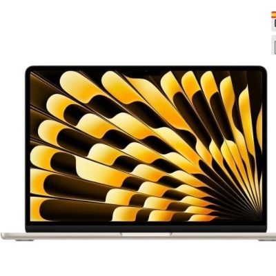 Computador portátil com padrão gráfico amarelo e preto no ecrã