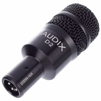 Microfone condensador preto AUDIX D2 com conector XLR