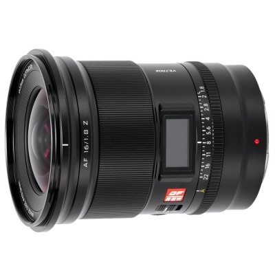 Lente fotográfica preta cilíndrica com marcações e texto