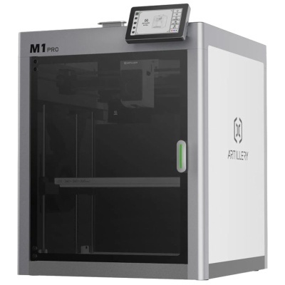 Impressora 3D Artillery M1 PRO com corpo cinza e branco e visor digital