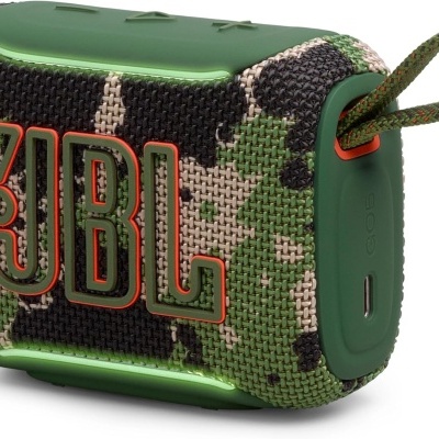 Coluna portátil JBL camuflagem verde preto bege com corda transporte