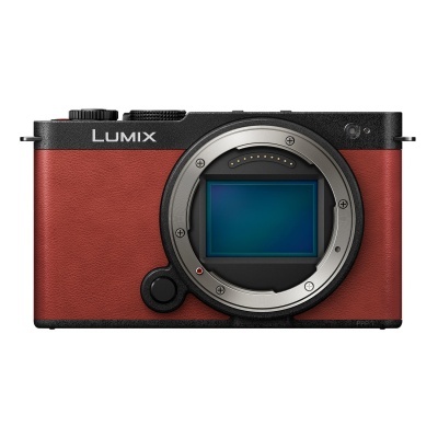 Câmara digital Panasonic LUMIX vermelho e preto sem lente com sensor visível