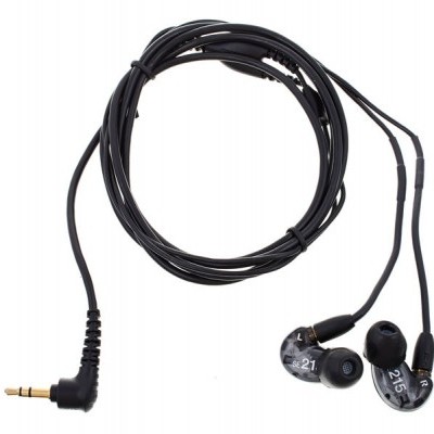 Auscultadores intra-auriculares pretos com cabo e ficha jack