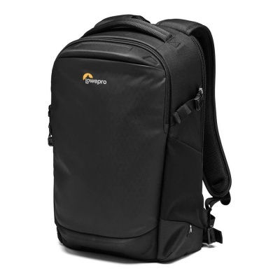 Mochila preta Lowepro com vários compartimentos e alças almofadadas