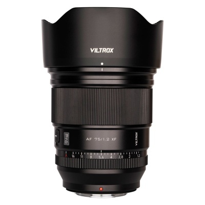 Objetiva fotográfica VILTROX preta com campânula