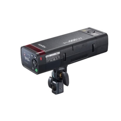 Flash de estúdio Godox ADB200 Pro preto com visor digital e suporte ajustável