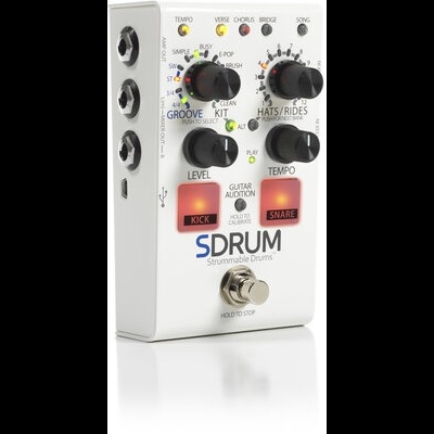 Pedal para bateria eletrónica Sdrum Strummable Drums branco com botões e luzes LED