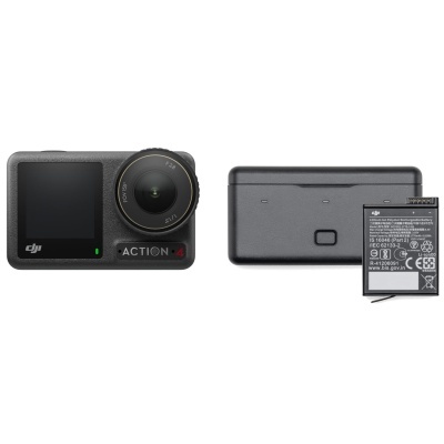 Câmara de ação DJI Action 2 preta com bateria destacada